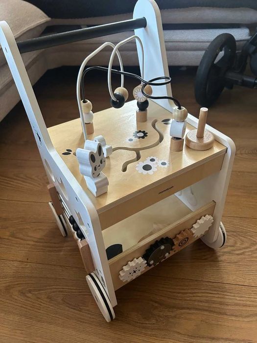 NOWY Drewniany Pchacz Dla Dziecka Chodzik + Stolik Edukacyjny 6w1