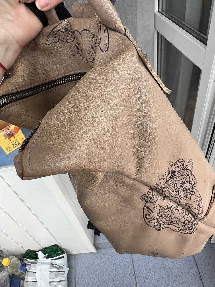 Кожаный рюкзак тату, шкіряний рюкзак , tattoo, minimalisminbag