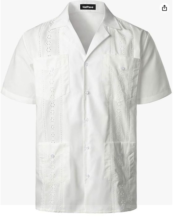 Męska koszula letnia z krótkim rękawem, biała, rozm. 2XL VATPAVE