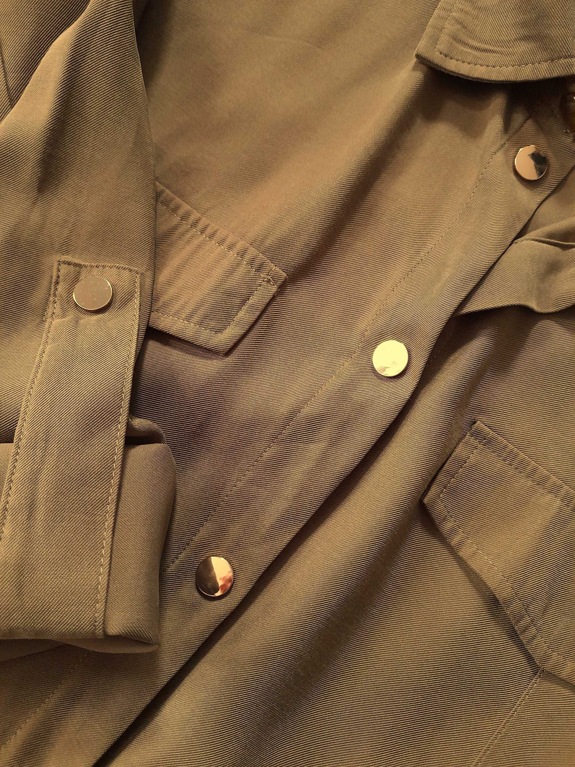 Koszula Safari narzutka Zara r. M khaki wiskoza