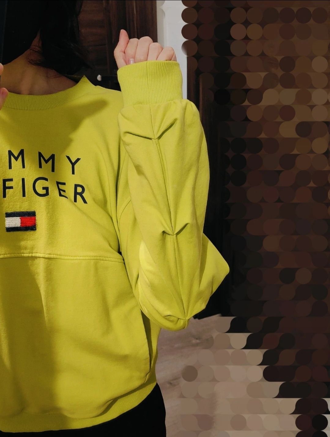 Tommy Hilfiger bluza długi rękaw zielona fluo neonowa