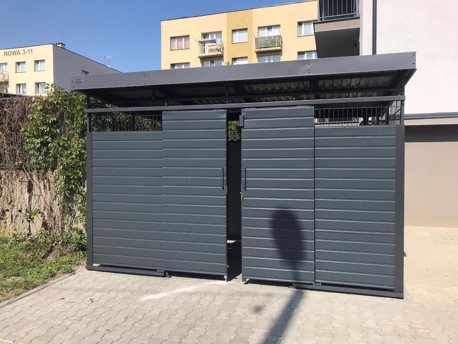 WIATA OSŁONA ŚMIETNIKOWA , rowerownia , palarnia ,na kosze .montaz gra