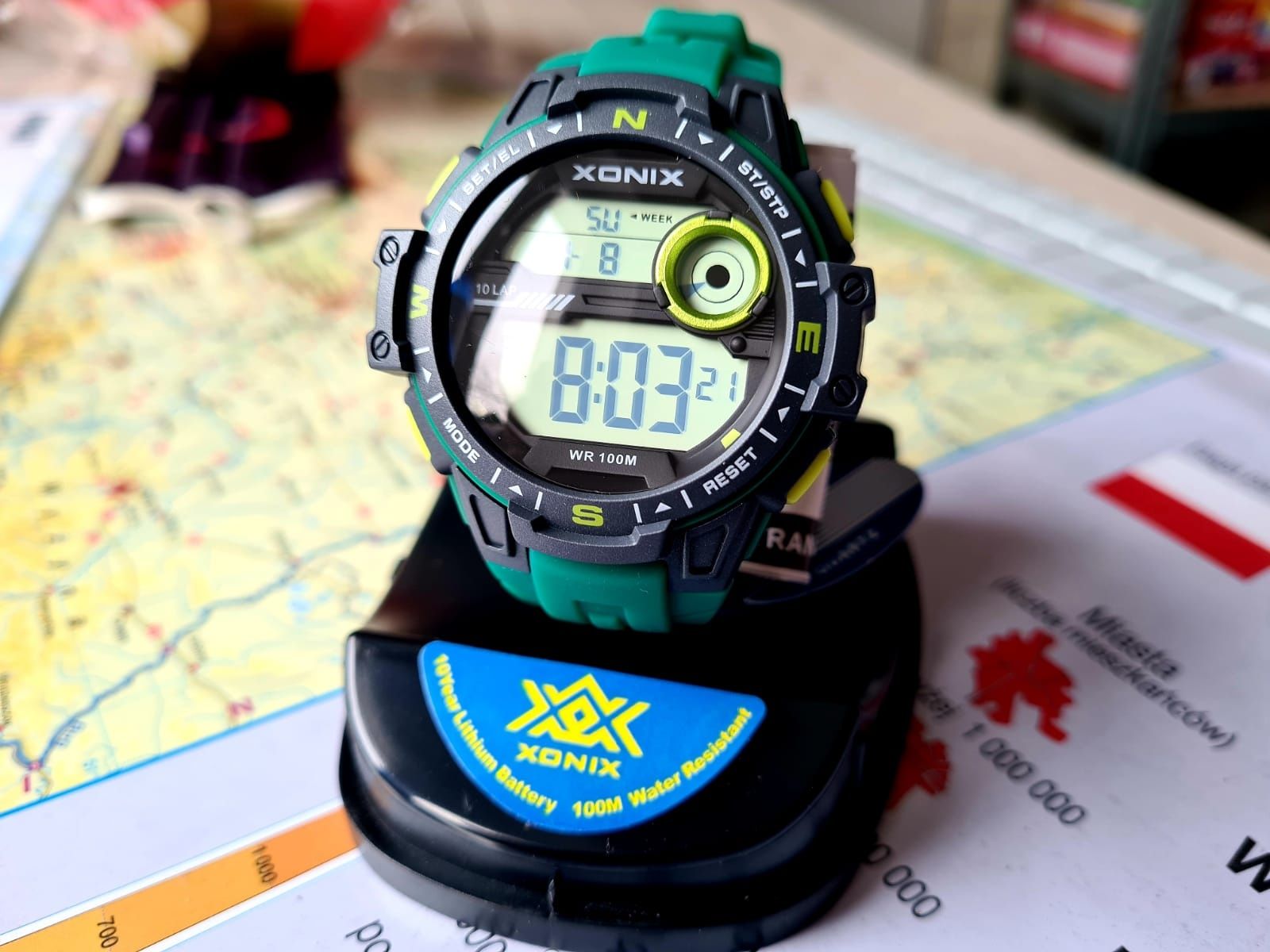 Modny męski zegarek marki Xonix zielona opaska nowy