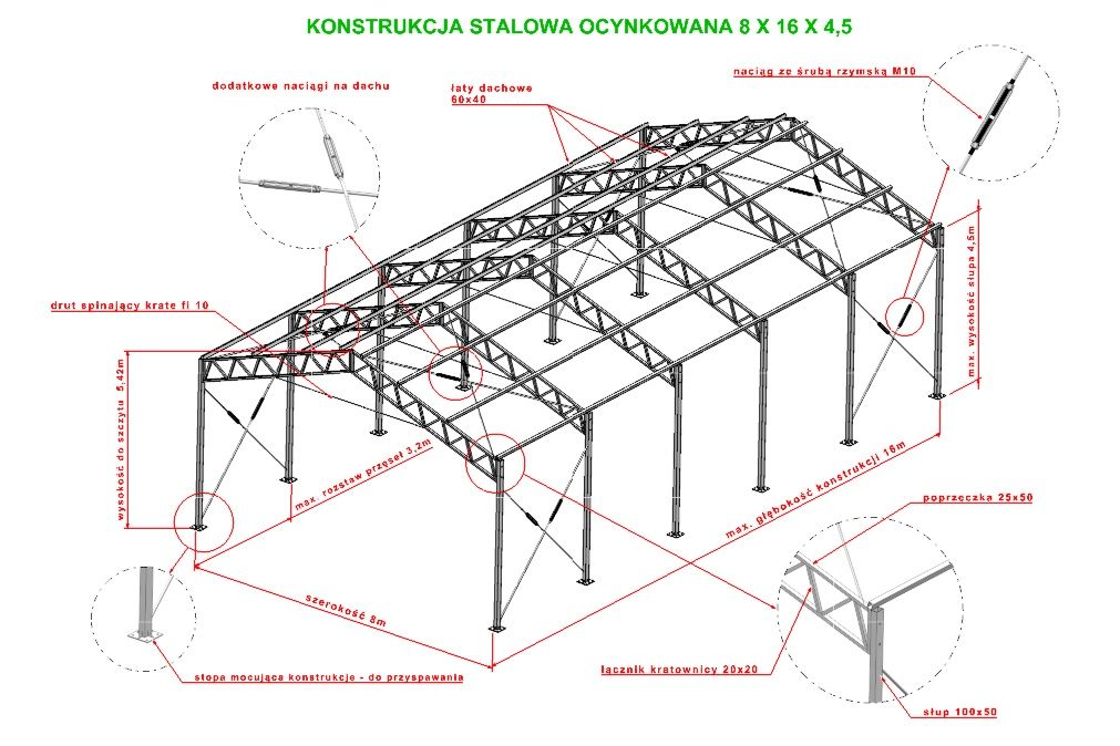 Konstrukcja stalowa garaż magazyn wiata hala
