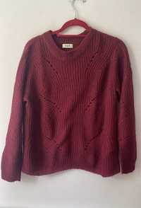 Bordowy sweter z dużymi oczkami Jacqueline de Yong roz. L