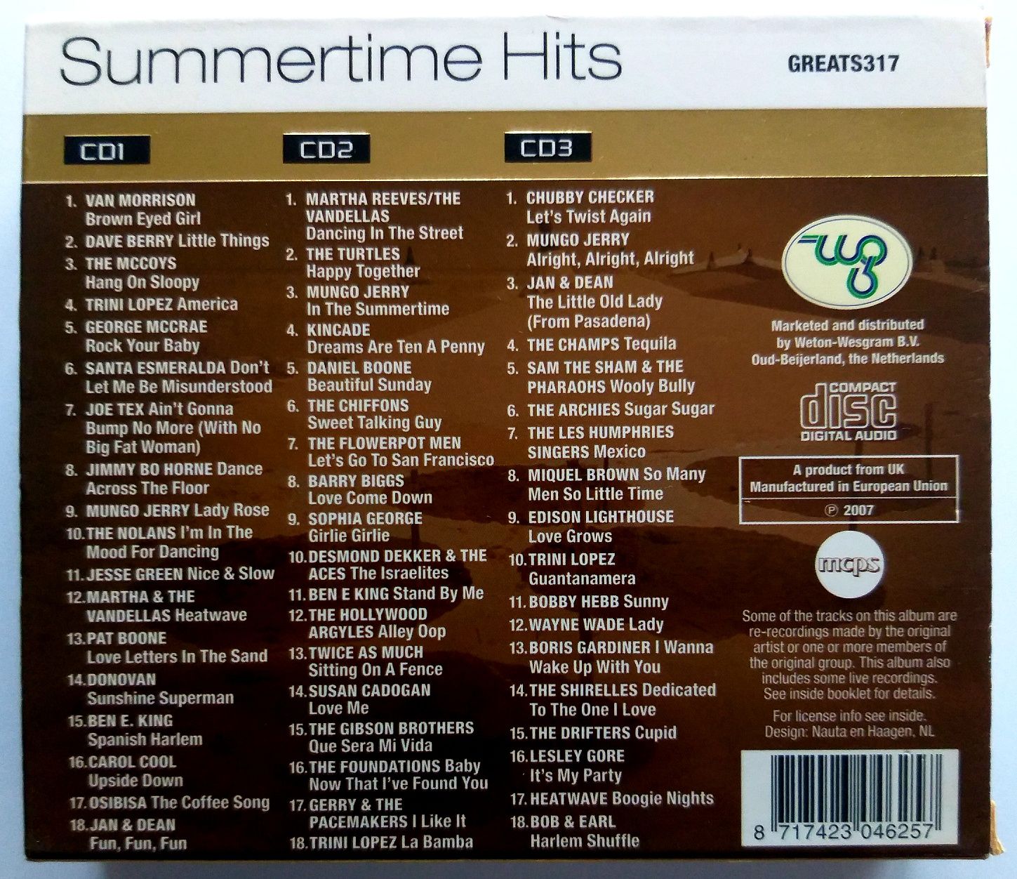 Summertime Hits 3CD Box 2007r Van Morrison Donovan Pat Boone