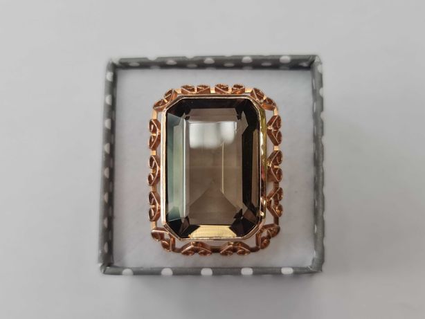 1963-86! Złoty pierścionek/ 585/ 12.56 gram/ R17/ Kwarc Dymny