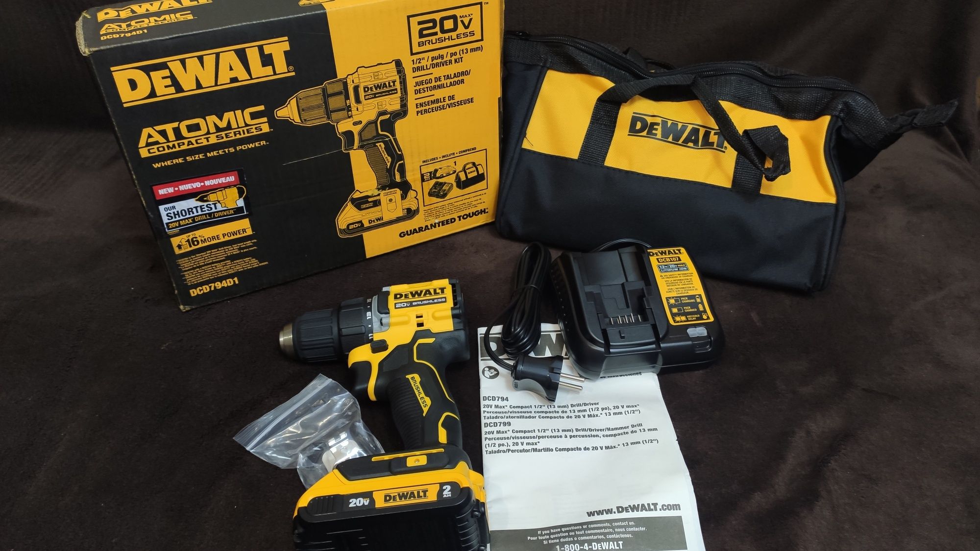 DeWALT DCD794D1 20V безщітковий шуруповерт ATOMIC