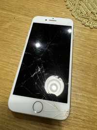 Iphone 8 bialy uszkodzona szybka przednia