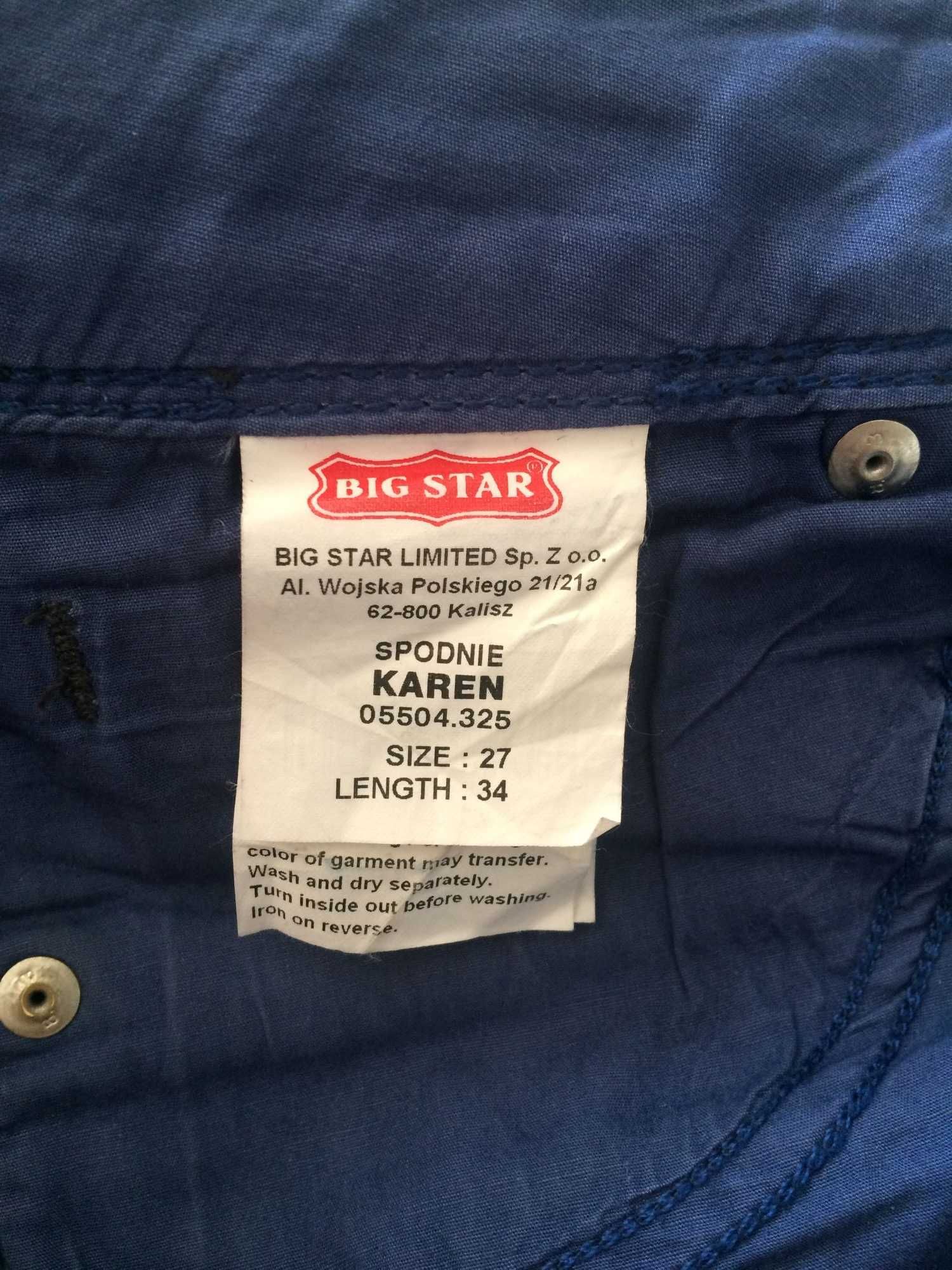 Spodnie jeansowe Big Star rurki biodrówki model Karen rozm.38/M