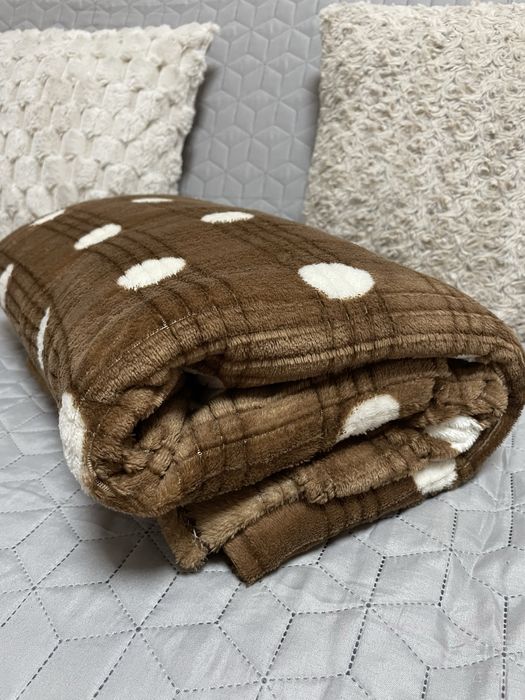 Плед махровий коричневий