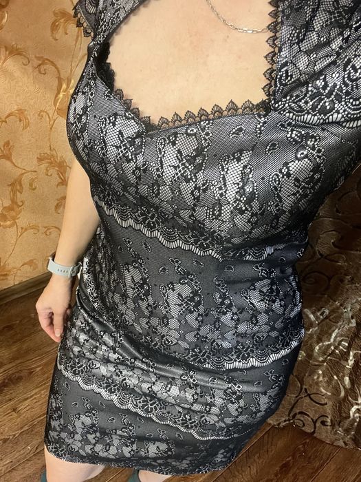 Сукня гіпюрова чорна-сіра