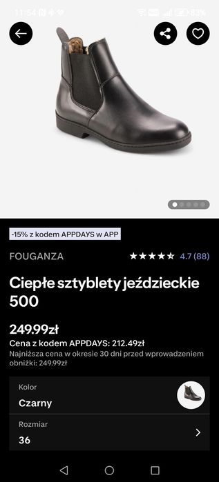 Sztyblety jeździeckie Fouganza 500, rozm. 41 ocieplane