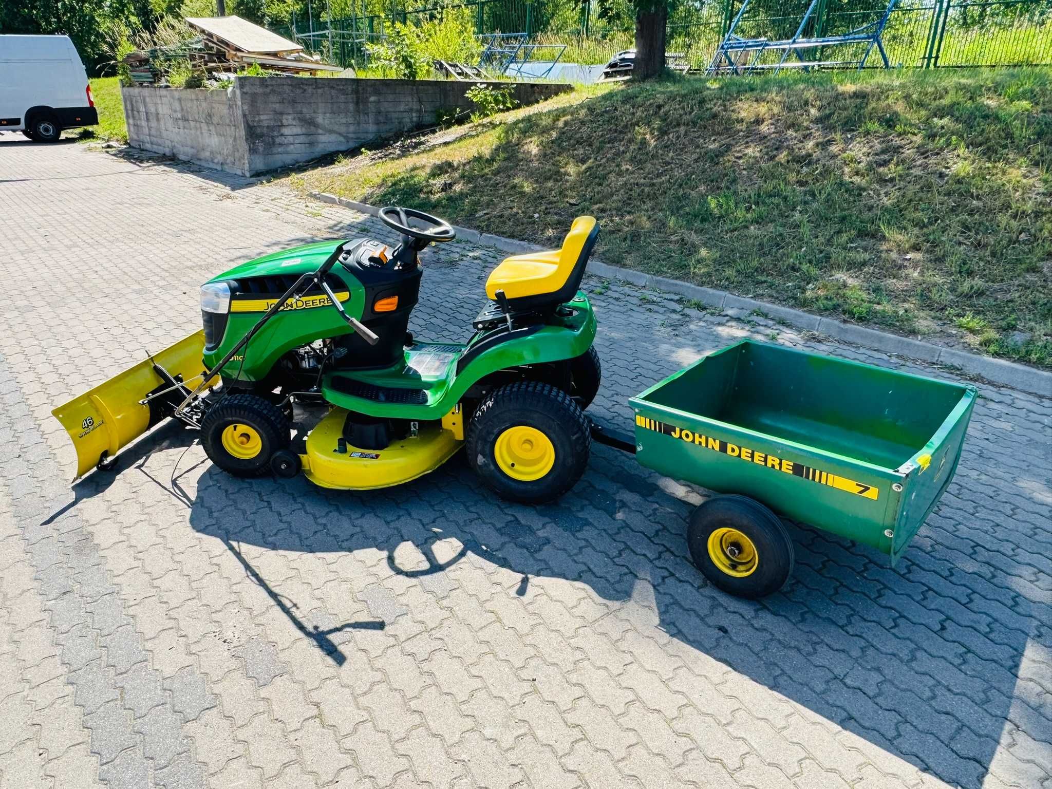 Traktorek kosiarka John Deere D110 19KM B&S PŁUG + Przyczepka z USA