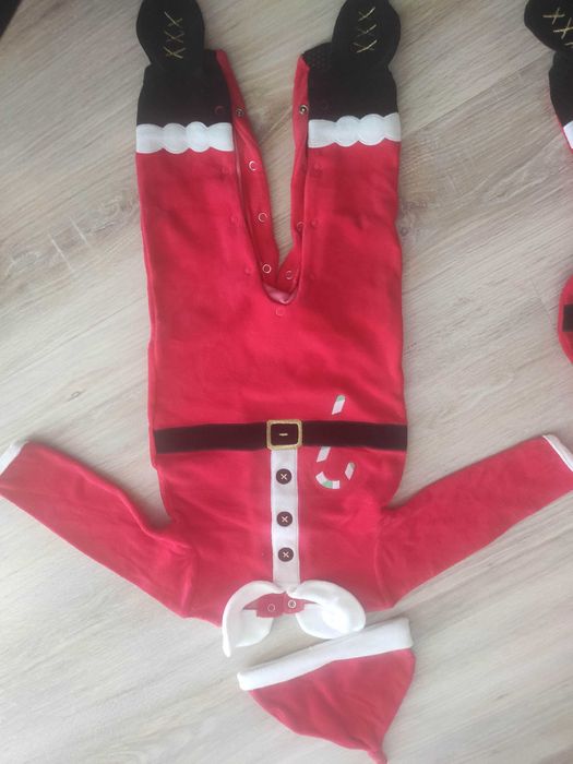 Stroje Sesje Świąteczne Mikołaje r.74-80 dla bliźniaków