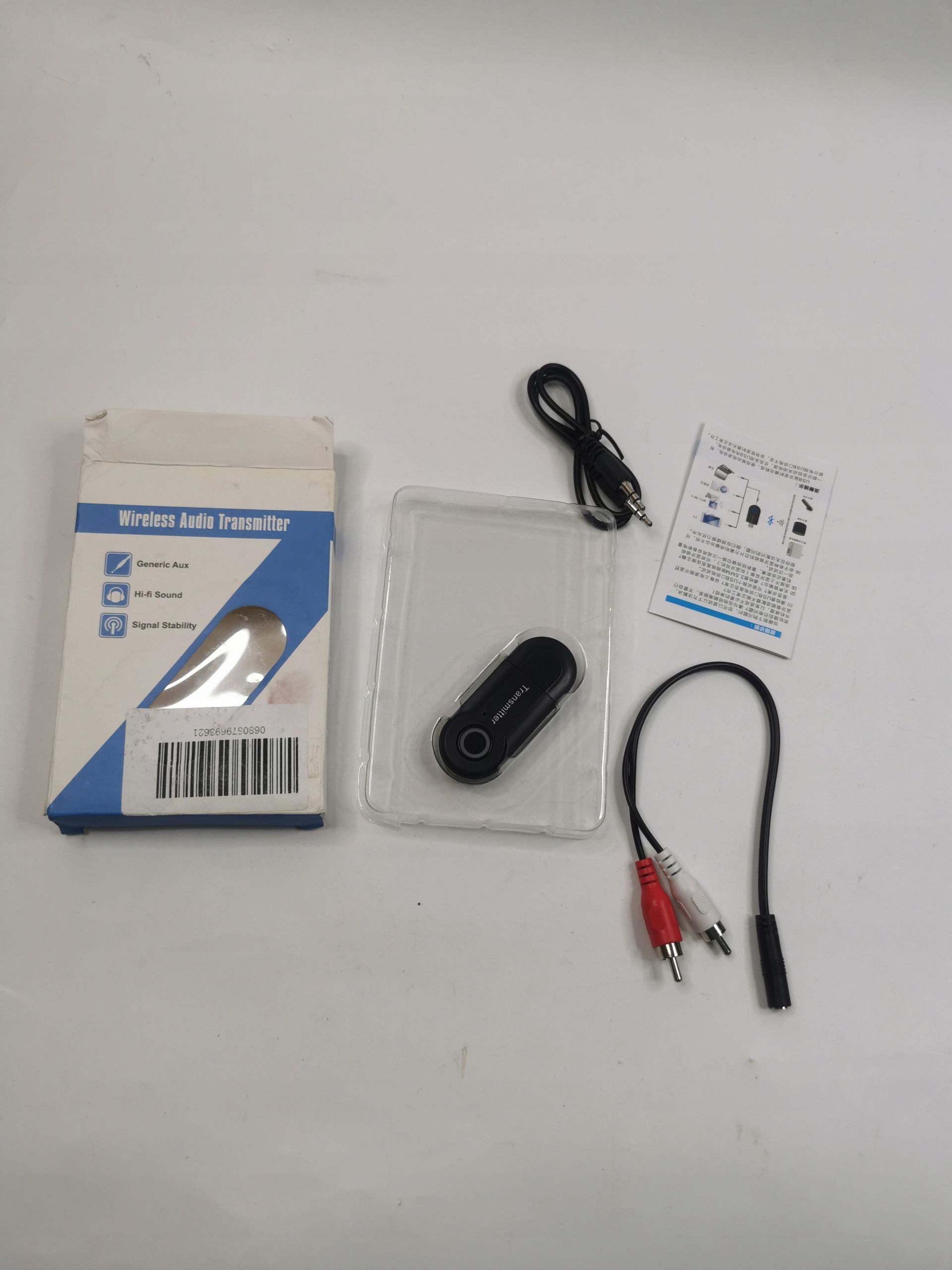 Transmiter Nadajnik Bluetooth Usb 3,5Mm Aux Rca Czarny Przenośny