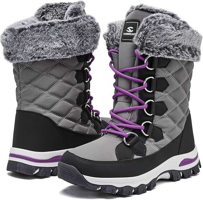 HOBIBEAR Damskie buty śniegowe wodoodporne