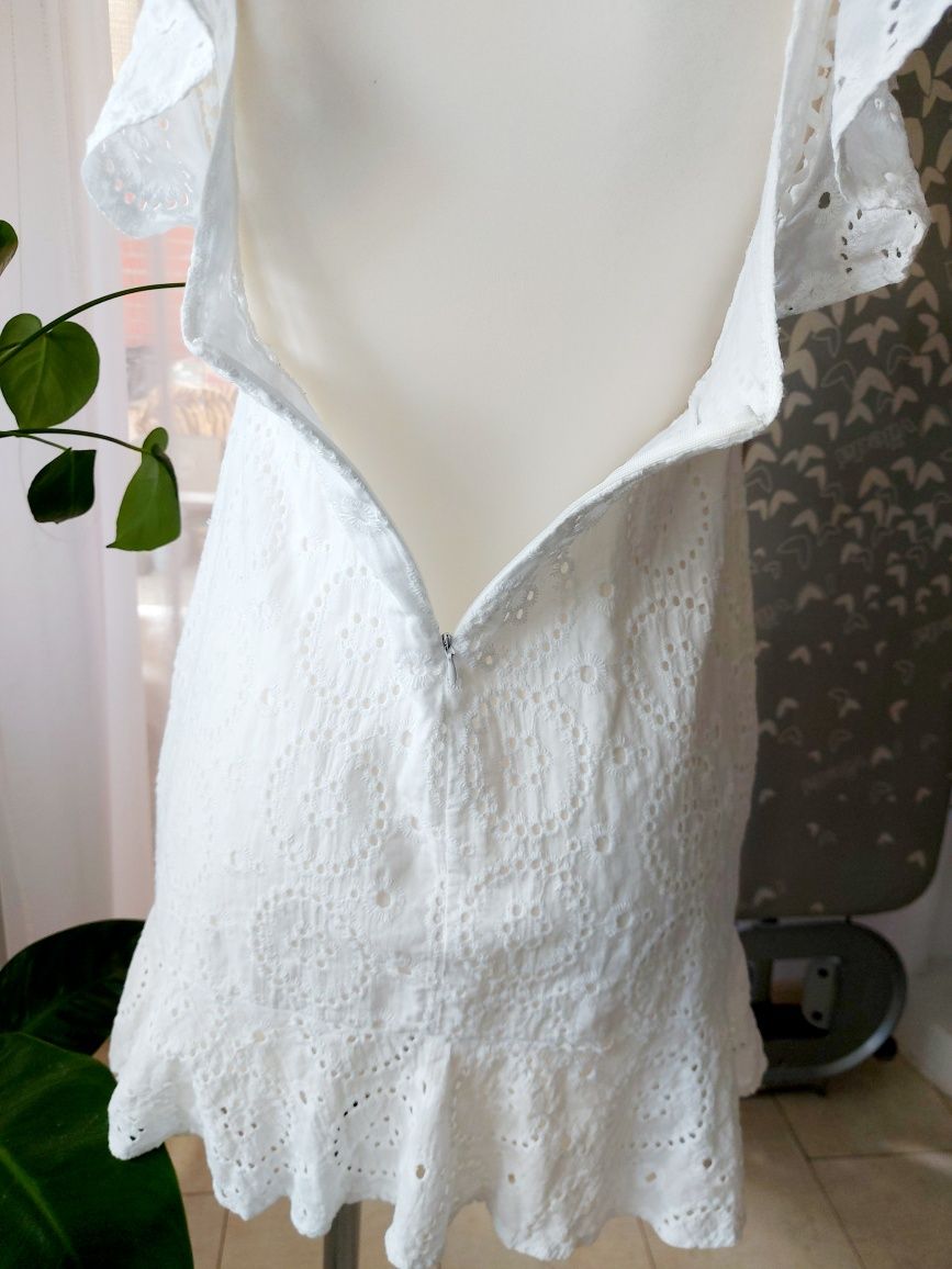 Sukienka ażurowa S/M koronka biała