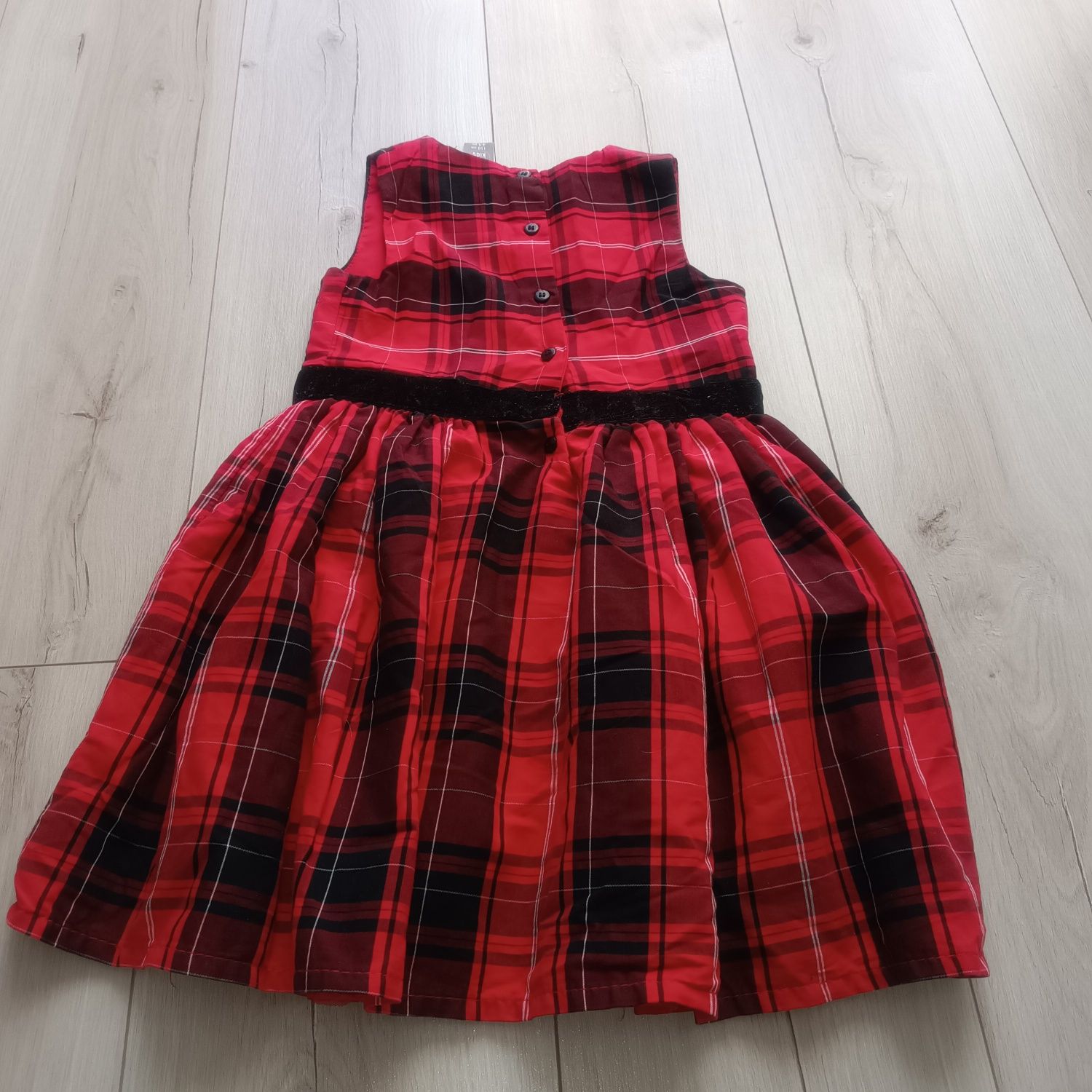 Śliczna czerwona w kratę sukienka święta świąteczna 110 cm little kids
