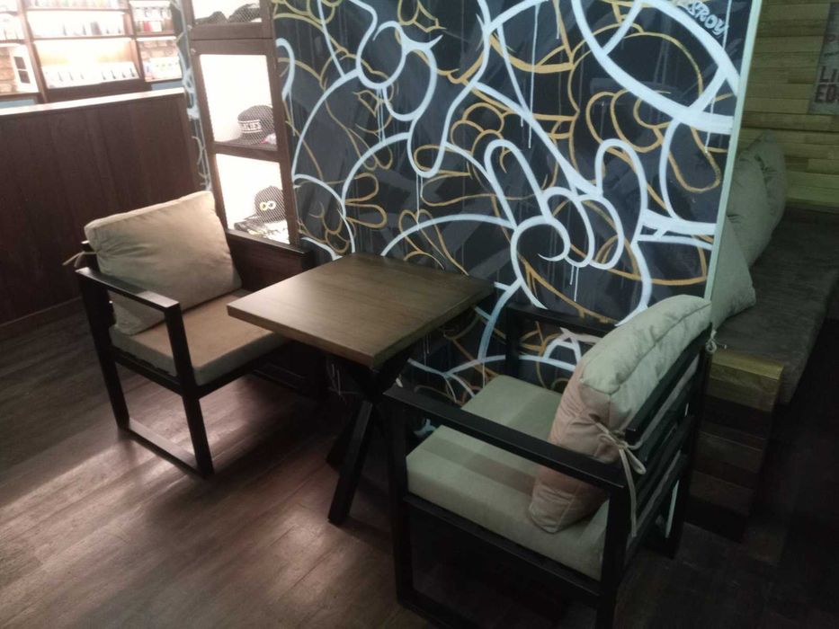 Крісло лофт для тераси, кафе, бару, лаунж зони | Метал + подушки