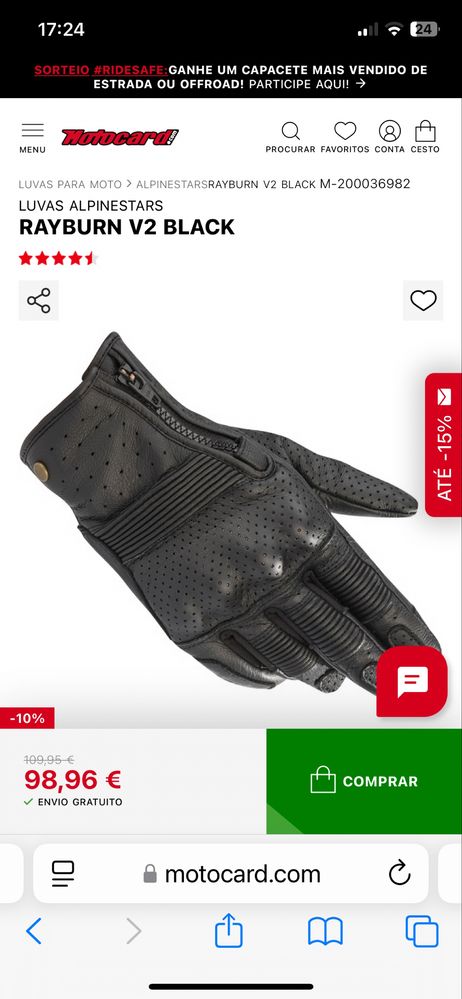 Luvas moto em pele Alpinestars Rayburn v2