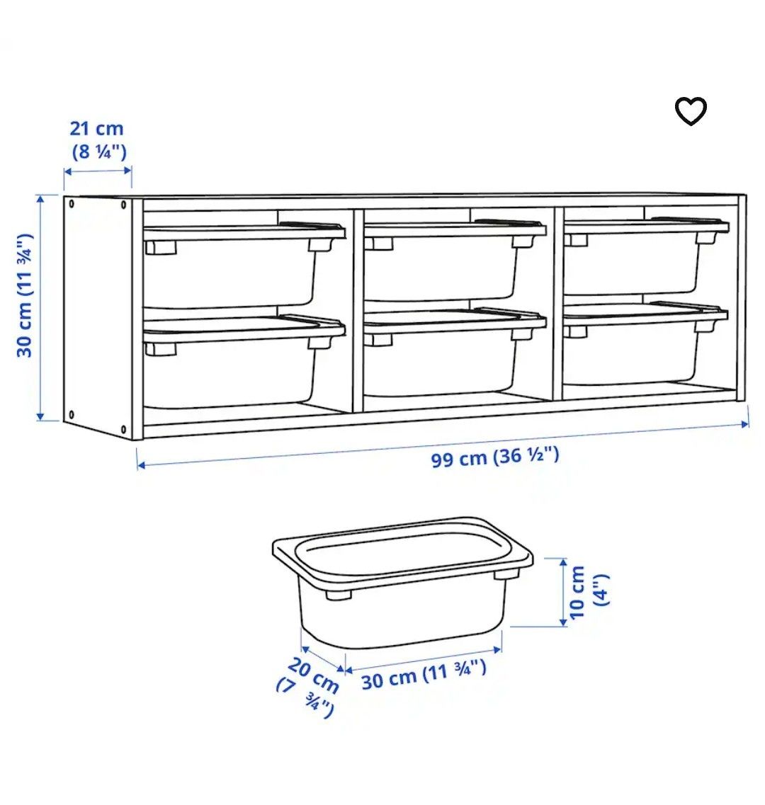 Szafka ścienna Ikea Trofast z pojemnikami