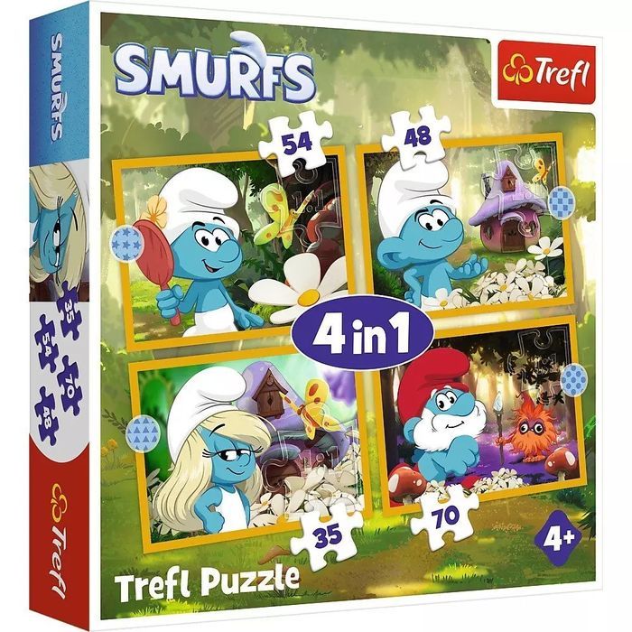 Puzzle 4w1 Życie w Wiosce Smerfów TREFL. Trefl