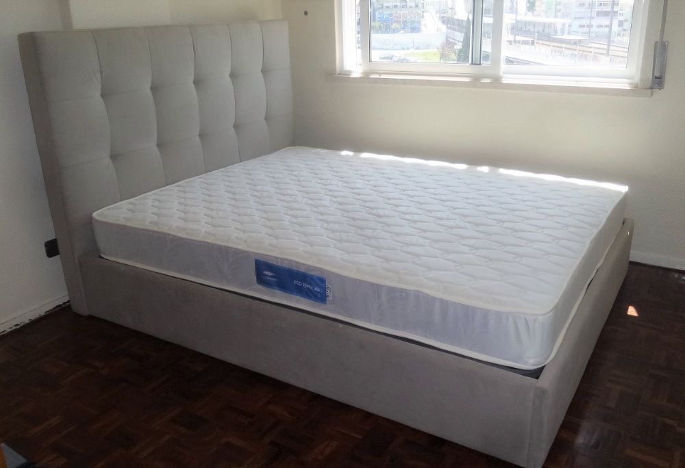 Cama Casal Estofada - NOVA - VARIAS CORES - FABRICA