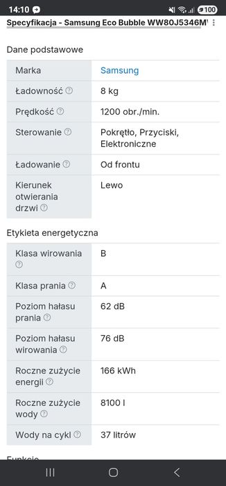 Pralka Samsung Eco Bubble WW80J5346MW