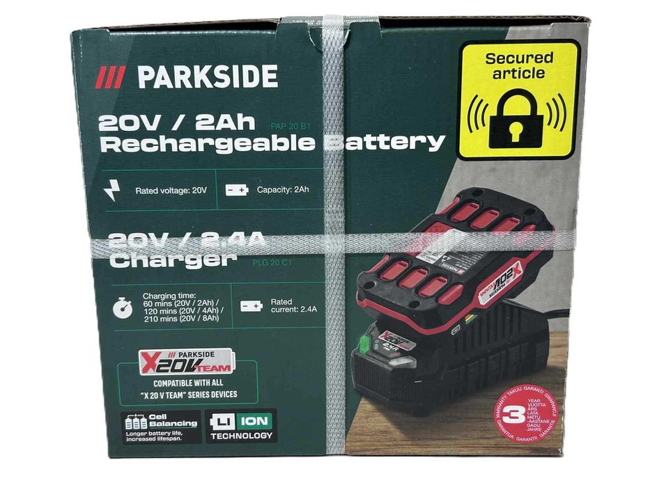 Ładowarka z baterią PARKSIDE 20V / 2AH, Fabrycznie Zamknięte