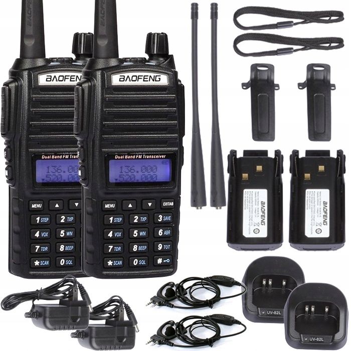 2XBaofeng UV-82 HTQ 8W Radiotelefon Krótkofalówka Rozblokowany Policj