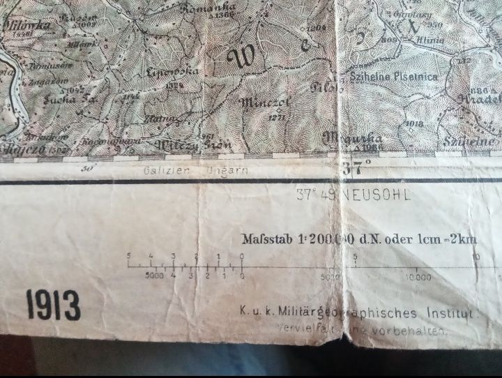 Stara Mapa sztabowa Prusy K.u.K Ost Front Rzesza ter Polski , Oświęcim