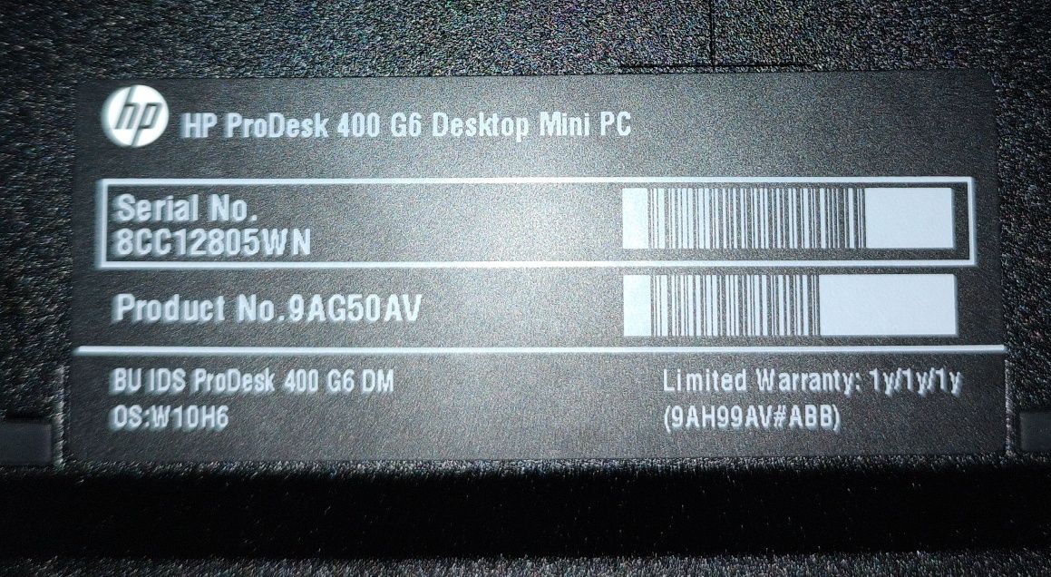 HP ProDesk 400 G6 Desktop Mini PC Intel Core i3-10100T
