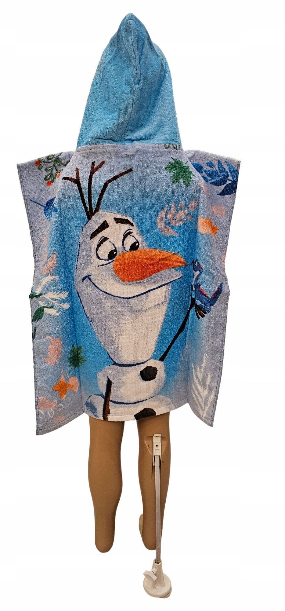 Poncho dla dzieci 50x115 Frozen Kraina Lodu niebieskie ręcznik z kaptu