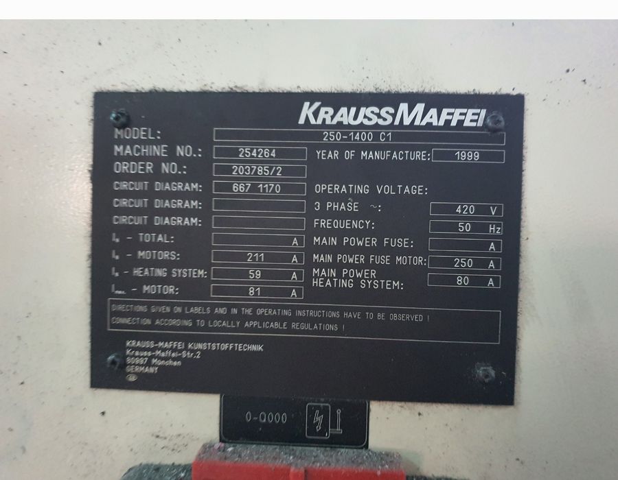 MÁQUINA INJEÇÃO PLÁSTICOS Krauss Maffei  Km250
