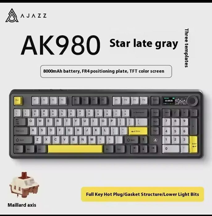 Ajazz AK980 PRO Оригінал механічні повнорозмірні  бездротові клавіат