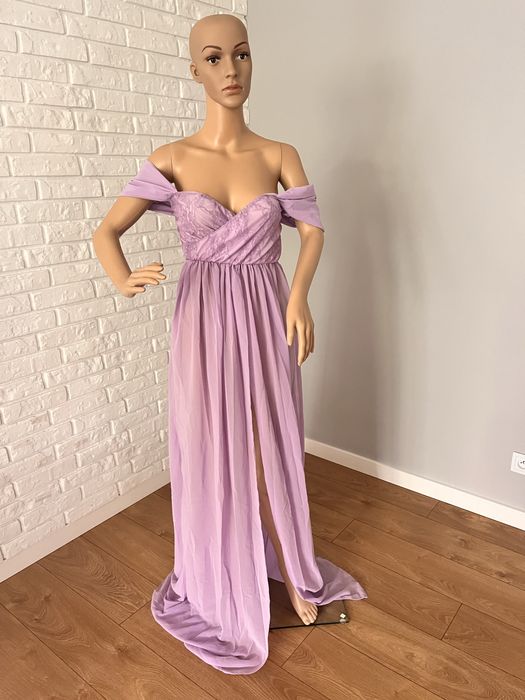 Suknia do sesji ciazowej szyfonowa z rozcieciem S,M,L,XL