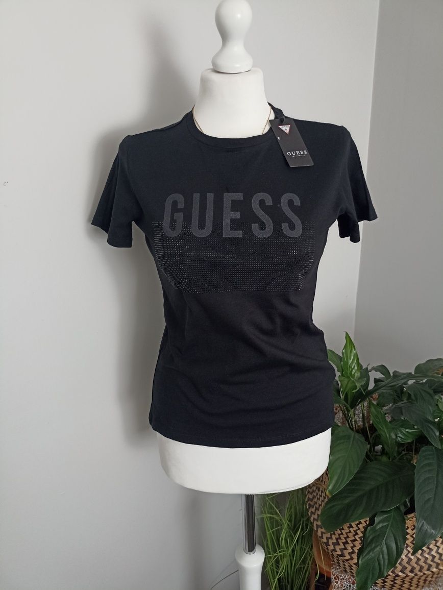T-shirt z błyszczącym nadrukiem Guess roz.S/M