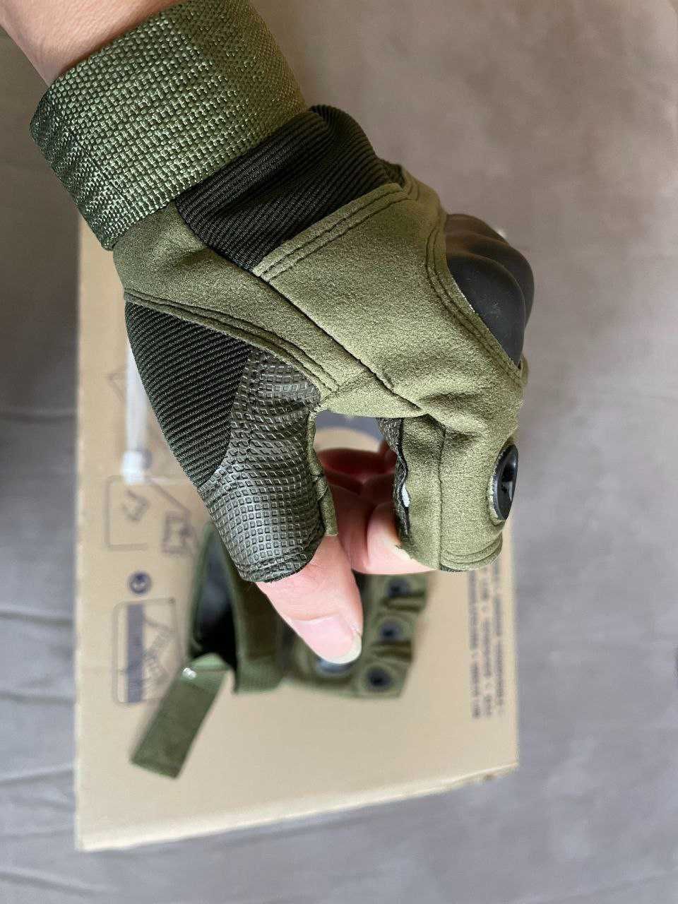 Перчатки тактические беспалые / спортивные / военные (олива и чёрные)