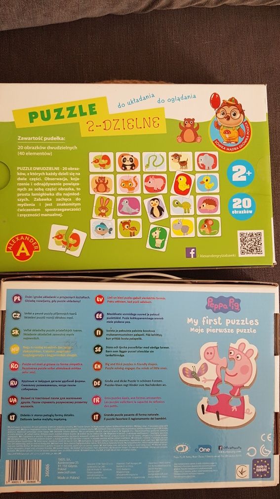Puzzle Peppa Trefl i zwierzaki 2-dzielnie Aleksander. Dla dzieci 2+
