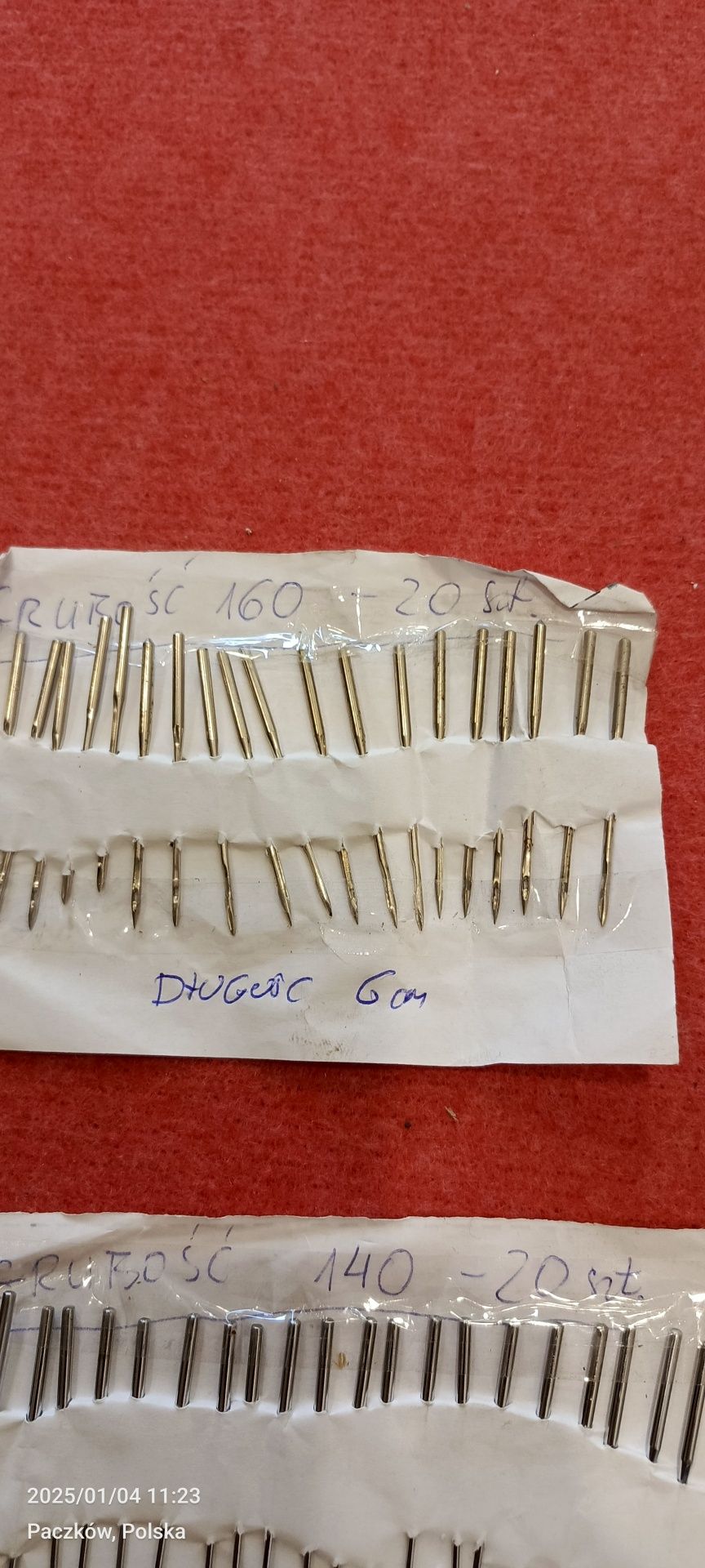 Igły do maszyny przemysłowej długość 6 cm i inne