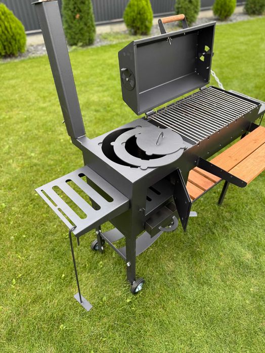 Мангал-гриль на 8 шампурів з пічкою! Мангал для казана та барбекю!