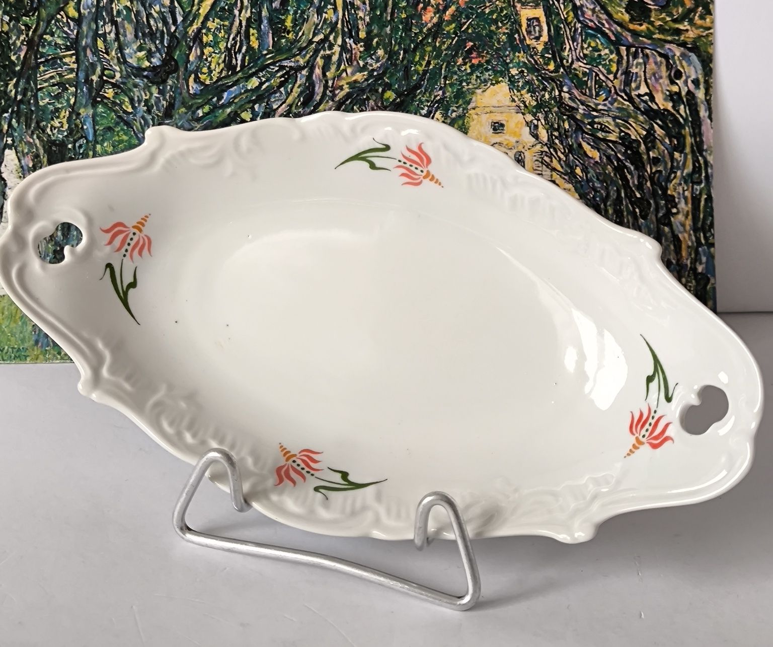 Półmiski Ćmielów Rococo piękna stara porcelana 2 sztuki
