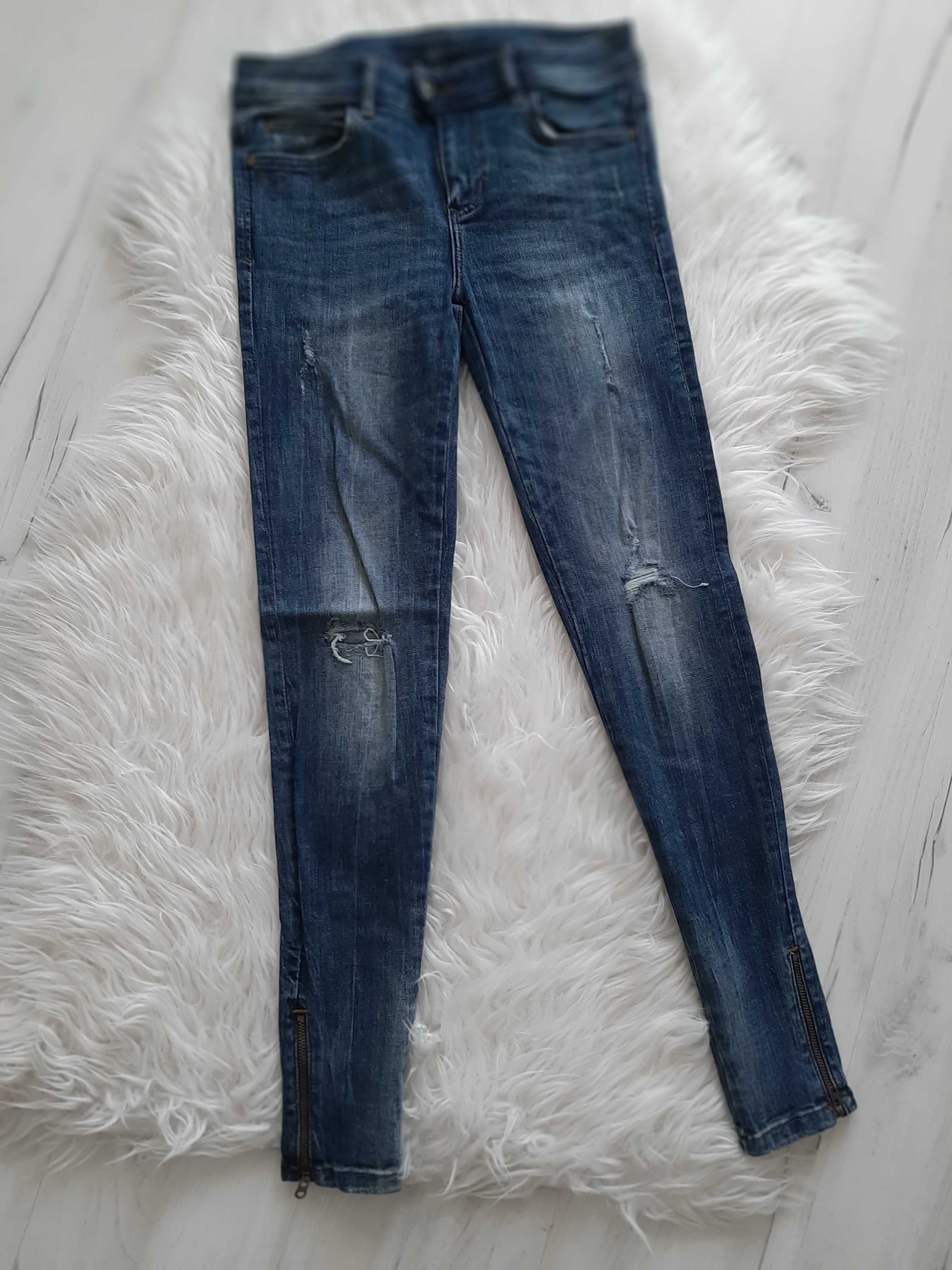 ZARA piękne jeansy rurki z zameczkami XS 34