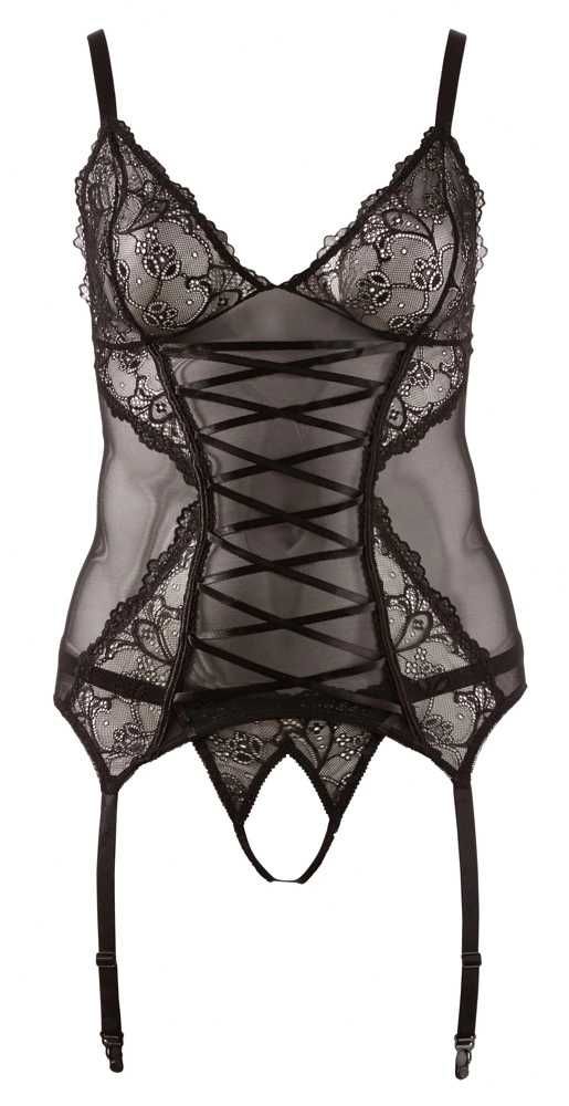 Cottelli Curves komplet koszulka gorsetowa, otwarte stringi 42 XL NOWY