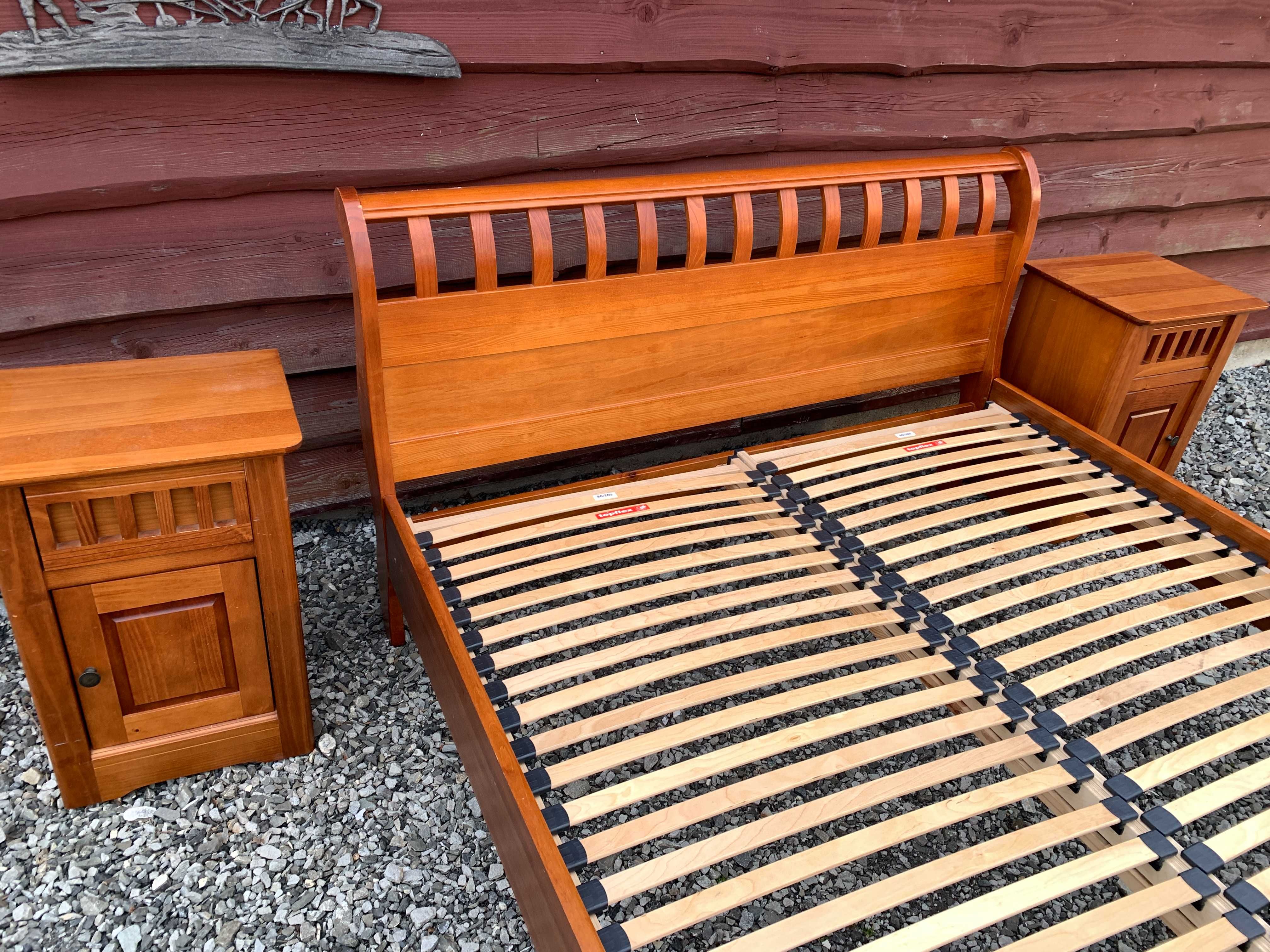 Solidne łóżko szafki nocne styl kolonialny 160/200 lite drewno