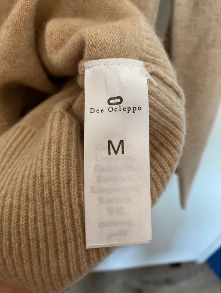Kaszmirowy damski sweter półgolf piaskowy Dee Ocleppo rozmiar M nowy!