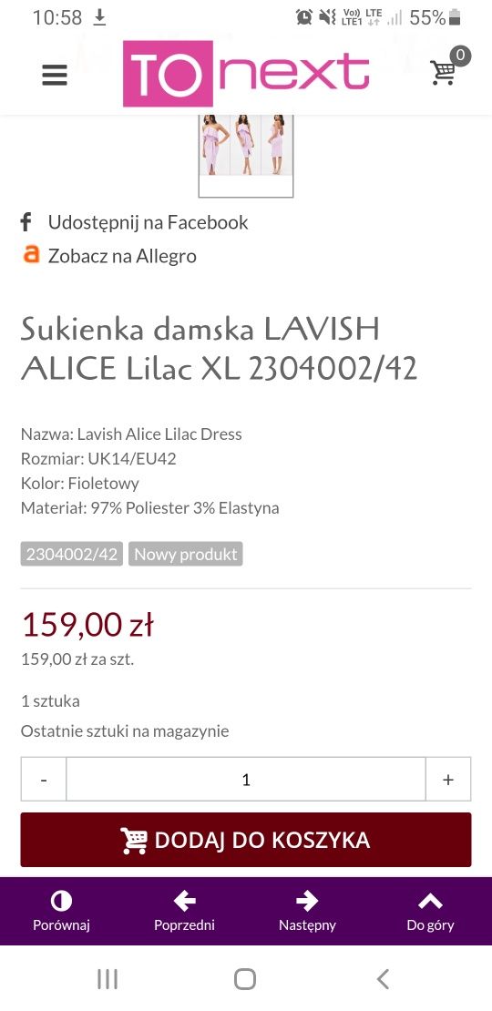 Sukienka damska LAVISH ALICE Lilac

44 xxl
