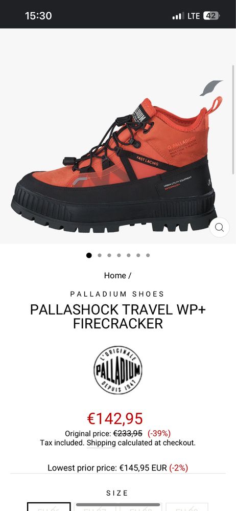 боти palladium fast lacing PALLASHOCK TRAVEL WP+ FIRECRACKER