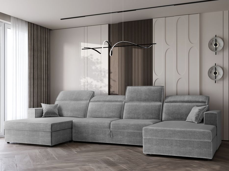 Narożnik U prosto od producenta rozkładany regulowane zagłówki